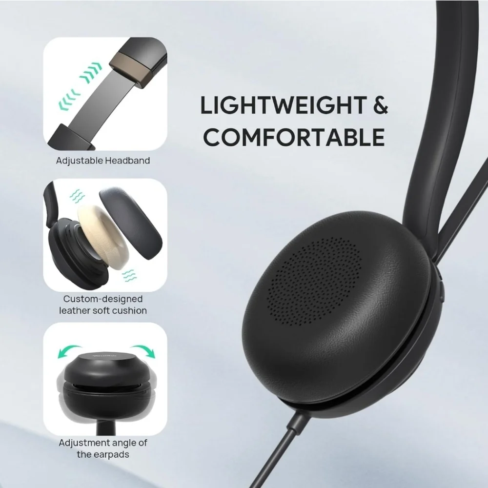 USB Headset with Noise Cancelling Microphone,Wired Headset for PC Laptop,Teams